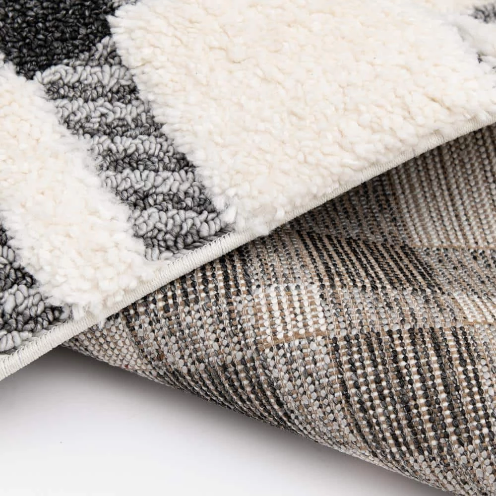 Shag Black and White 5 ft. x 7 ft. Menswear Polypropylene Area Rug by Home Decorators Collection 4 Shag Black and White 5 ft. x 7 ft. Menswear Polypropylene Area Rug by Home Decorators Collection - Image 4