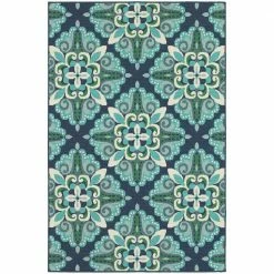 Bayview Blue/Aqua 5 ft 3 in x 7 ft 6 in Outdoor Area Rug by Home Decorators Collection