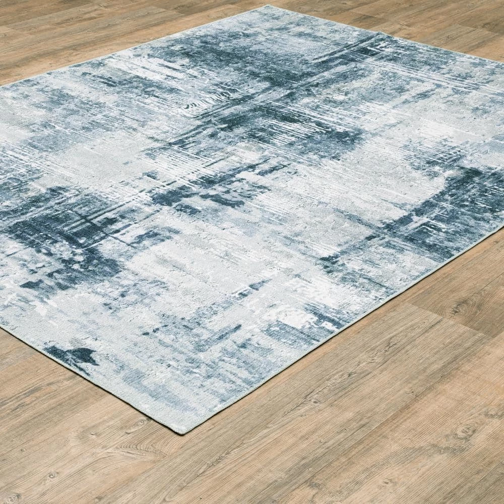 Harmony Machine Washable Blue 7 ft. 6 in. x 10 ft. Abstract Polyester Indoor Area Rug by Home Decorators Collection 7 Harmony Machine Washable Blue 7 ft. 6 in. x 10 ft. Abstract Polyester Indoor Area Rug by Home Decorators Collection - Image 7