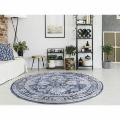 Dahliya Blue 5 ft. Round Area Rug by Home Decorators Collection -Home Decoration Sales 2024 blue home decorators collection area rugs 82660 c3 1000