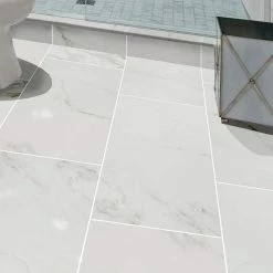 Carrara 12 in. x 24 in. Polished Porcelain Stone Look Floor and Wall Tile (16 sq. ft./Case) by Home Decorators Collection -Home Decoration Sales 2024 carrara home decorators collection porcelain tile nhdcarr1224p c3 1000