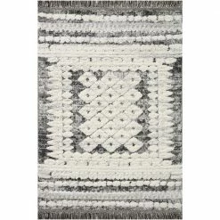 Jerome CHARCOAL / IVORY 3 ft. 11 in. x 5 ft. 7 in. Abstract Polypropylene/Polyester Area Rug by Home Decorators Collection