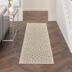 Palamos Cream 2 ft. x 8 ft. Geometric Contemporary Indoor/Outdoor Runner Rug by Home Decorators Collection -Home Decoration Sales 2024 cream home decorators collection area rugs 774521 e1 1000