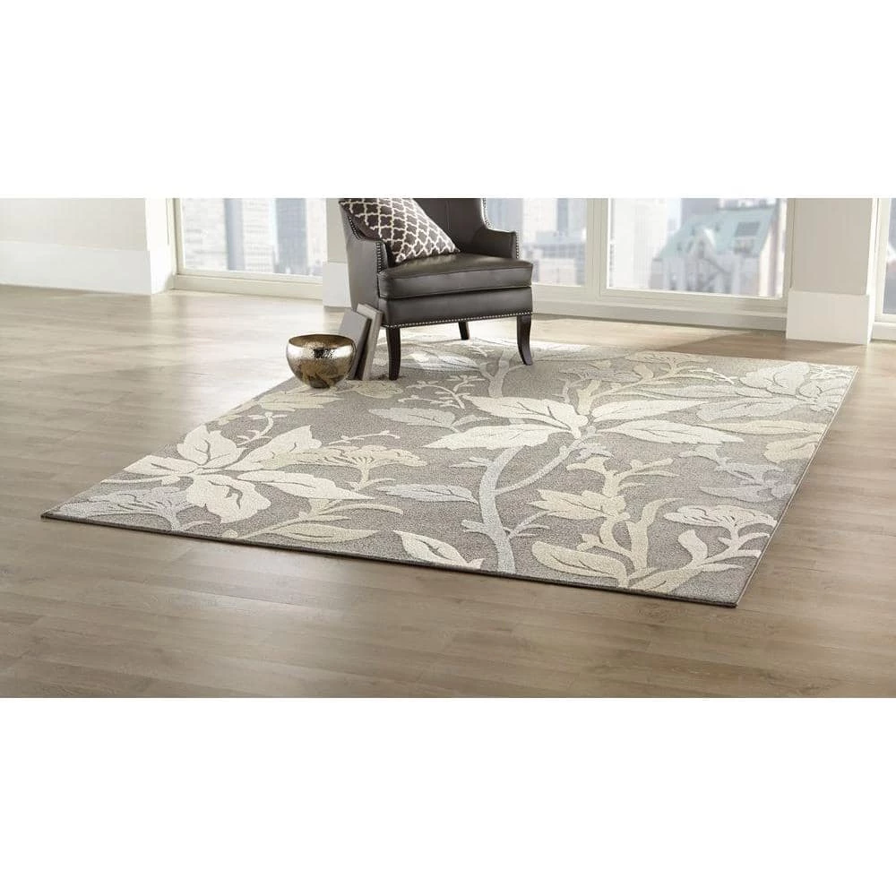 Blooming Flowers Gray 8 ft. x 10 ft. Area Rug by Home Decorators Collection 2 Blooming Flowers Gray 8 ft. x 10 ft. Area Rug by Home Decorators Collection - Image 2