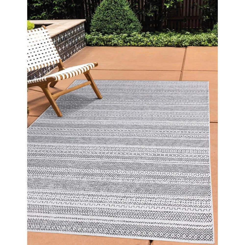 Rhapsody Gray 8 ft. x 10 ft. Indoor/Outdoor Area Rug by Home Decorators Collection 10 Rhapsody Gray 8 ft. x 10 ft. Indoor/Outdoor Area Rug by Home Decorators Collection - Image 10