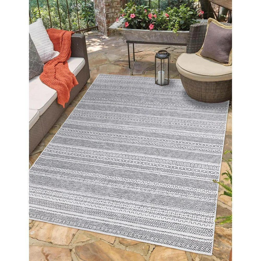 Rhapsody Gray 8 ft. x 10 ft. Indoor/Outdoor Area Rug by Home Decorators Collection 11 Rhapsody Gray 8 ft. x 10 ft. Indoor/Outdoor Area Rug by Home Decorators Collection - Image 11