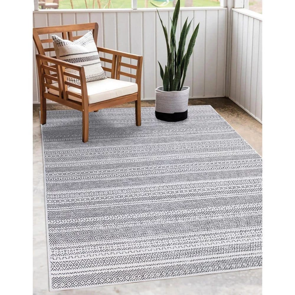 Rhapsody Gray 8 ft. x 10 ft. Indoor/Outdoor Area Rug by Home Decorators Collection 9 Rhapsody Gray 8 ft. x 10 ft. Indoor/Outdoor Area Rug by Home Decorators Collection - Image 9