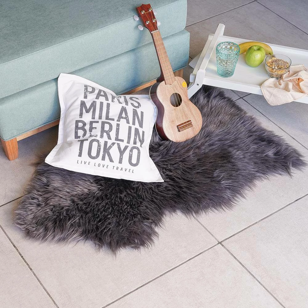 Unshorn Sheepskin Grey 2 ft. x 3 ft. Animal Shape Area Rug by Home Decorators Collection 2 Unshorn Sheepskin Grey 2 ft. x 3 ft. Animal Shape Area Rug by Home Decorators Collection - Image 2