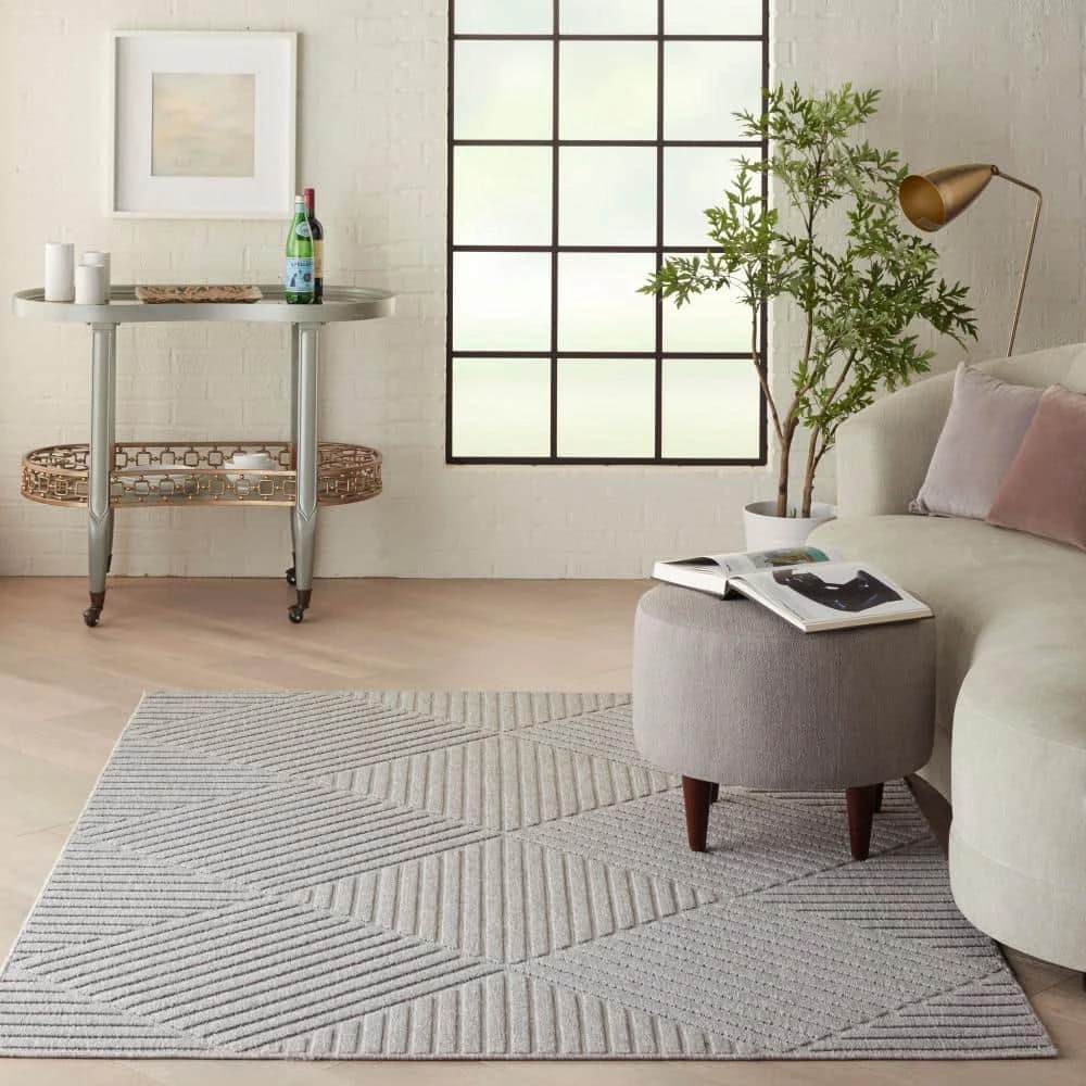 Palamos Light Grey 4 ft. x 6 ft. Geometric Contemporary Indoor/Outdoor Area Rug by Home Decorators Collection 2 Palamos Light Grey 4 ft. x 6 ft. Geometric Contemporary Indoor/Outdoor Area Rug by Home Decorators Collection - Image 2