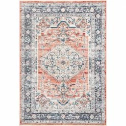 Zara Medallion Orange 5 ft. x 7 ft. Area Rug by Home Decorators Collection