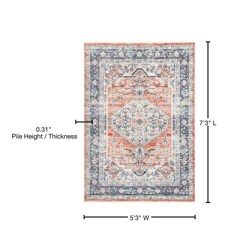 Zara Medallion Orange 5 ft. x 7 ft. Area Rug by Home Decorators Collection 9 Zara Medallion Orange 5 ft. x 7 ft. Area Rug by Home Decorators Collection - Image 9