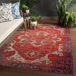 Polaris Red 7 ft. 6 in. x 9 ft. 6 in. Medallion Rectangle Area Rug by Home Decorators Collection -Home Decoration Sales 2024 red blue home decorators collection area rugs rug140460 1f 1000